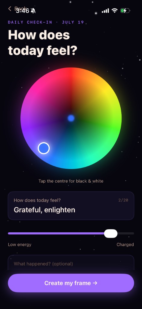 Daily check-in with a mood colour wheel