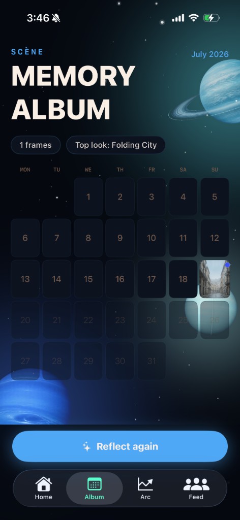 Memory album calendar of past scenes